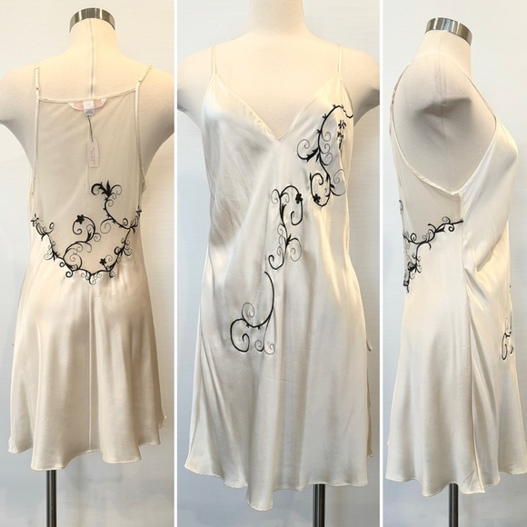 Y2K Victoria’s Secret Silk Ivory Cream Embroidered Vintage Slip Dress NWT L NEW - Picture 10 of 10